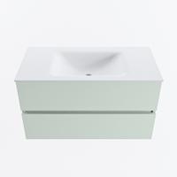 MONDIAZ VICA 90cm badmeubel onderkast Greey 2 lades. Wastafel CLOUD midden 1 kraangat, kleur Talc. - thumbnail