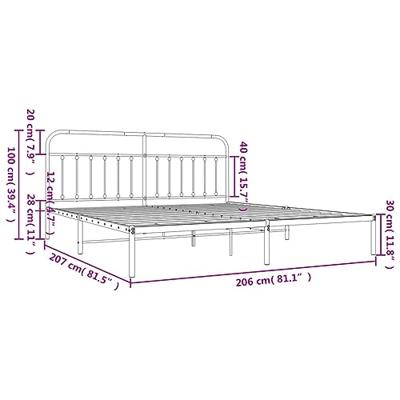 Bedframe met hoofdbord metaal wit 200x200 cm - thumbnail
