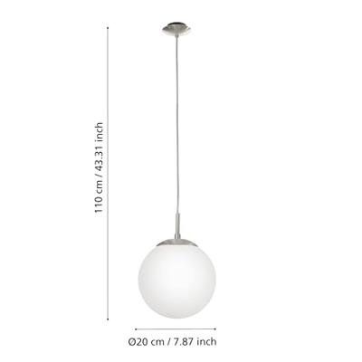 Eglo HanglampRondo glas 20cm metaalgrijs met wit - 85261