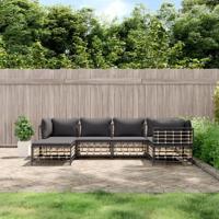 6-delige Loungeset met kussens poly rattan antracietkleurig - thumbnail