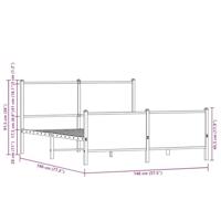 Bedframe zonder matras metaal bruin eikenkleurig 140x190 cm - thumbnail