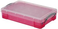 Really Useful Box opbergdoos 4 liter met 2 dividers, transparant helroze - thumbnail