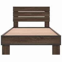 Bedframe bewerkt hout en metaal bruin eikenkleurig 90x200 cm - thumbnail