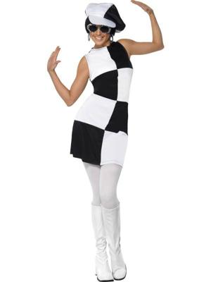 60&apos;s partygirl zwart/wit