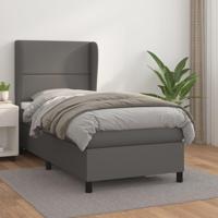 Boxspring met matras kunstleer grijs 90x190 cm - thumbnail