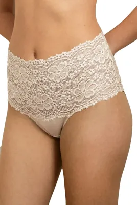 Kanten dames Taille Slip - Millefleurs - Luxe Hoge maxi slip met kant - Viscose & modal