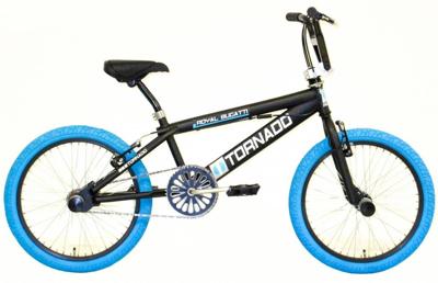 Royal Freestyle bmx 20" -bugatti - mat zwart met blauwe banden