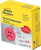 Avery rating dots, diameter 19 mm, rol met 250 stuks, smiley, rood - thumbnail