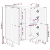 Dressoir 60x33x75 cm massief mangohout zwart - thumbnail