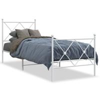 Bedframe met hoofd- en voeteneinde metaal wit 80x200 cm - thumbnail