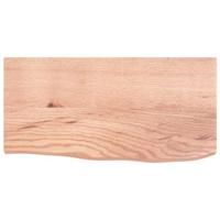 Wastafelblad 60x30x(2-4) cm behandeld massief hout lichtbruin - thumbnail