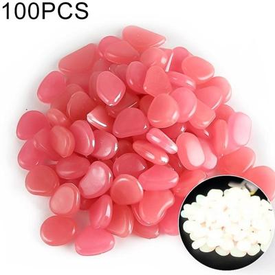 100 PCS Glow in de Dark Garden Pebbles voor loopbruggen & decoratie en planten lichtgevende stenen (roze)