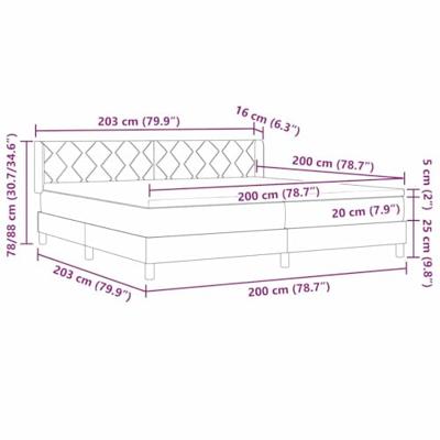 Boxspringbed met Matras Lichtgrijs 200 x 200 cm Stof