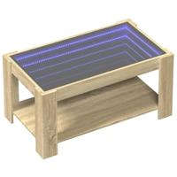 Salontafel met LED 93x53x45 cm bewerkt hout sonoma eikenkleurig - thumbnail