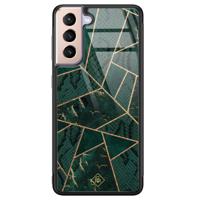 Samsung Galaxy S21 glazen hardcase - Abstract groen - thumbnail