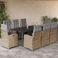 9-delige Tuinset met kussens poly rattan beige - thumbnail