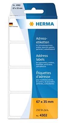 Etiket herma adres 4302 67 x 35 mm 250 st leporello Etiket herma adres 4302 67 x 35 mm 250 st leporello