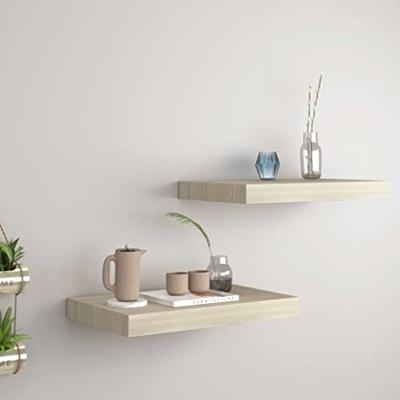 VidaXL Wandschappen zwevend 2 st 40x23,5x3,8 cm mdf eikenkleurig VidaXL Wandschappen zwevend 2 st 40x23,5x3,8 cm mdf eikenkleurig