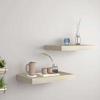 VidaXL Wandschappen zwevend 2 st 40x23,5x3,8 cm mdf eikenkleurig - thumbnail