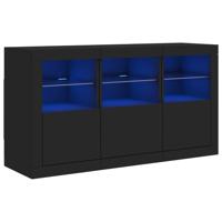 Dressoir met LED-verlichting 123x37x67 cm zwart - thumbnail