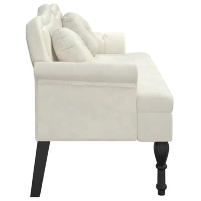 Bankje met kussens 120,5x65x75 cm fluweel crmekleurig