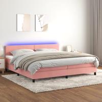 Boxspring met matras en LED fluweel roze 200x200 cm - thumbnail