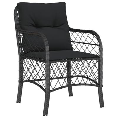 7-delige Tuinset met kussens poly rattan zwart 7-delige Tuinset met kussens poly rattan zwart