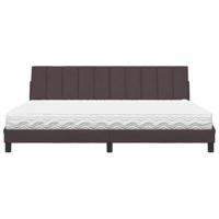 Bed met matras "Hanko" stof donkerbruin 200x200 cm - thumbnail