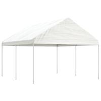 Prieel met dak 4,46x4,08x3,22 m polyetheen wit - thumbnail