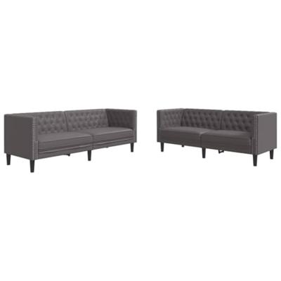 2-delige Loungeset Chesterfield-stijl kunstleer grijs
