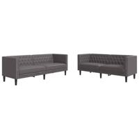 2-delige Loungeset Chesterfield-stijl kunstleer grijs - thumbnail