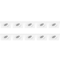Kantelbare Vierkante GU10 Inbouwspot Set - Wit Aluminium - 10 Stuks - thumbnail