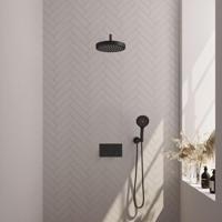 BRAUER Stripe Thermostatische Inbouw Regendouche - drukknoppen - SET 29 - 25cm douchekop - gebogen muurarm - 3-standen handdouche - doucheslang - wandaansluitbocht - mat zwart 5-S-421 - thumbnail