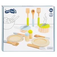 Small Foot - houten kookgerij en servies set, 15dlg. - thumbnail