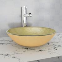 Wasbak gehard glas 42 cm goud - thumbnail