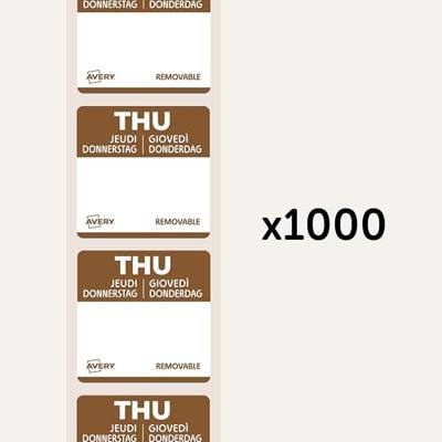 Etiket avery haccp donderdag-bruin 25x25mm 1000st Etiket avery haccp donderdag-bruin 25x25mm 1000st
