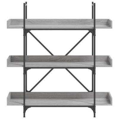 Boekenkast 3-laags 100x33x108,5 cm bewerkt hout grijs sonoma