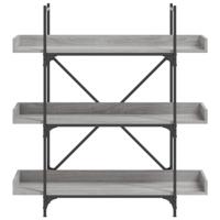 Boekenkast 3-laags 100x33x108,5 cm bewerkt hout grijs sonoma - thumbnail