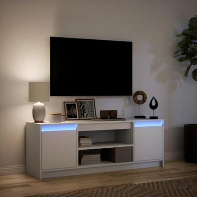 Tv-meubel met LED 139,5x34x50 cm bewerkt hout wit
