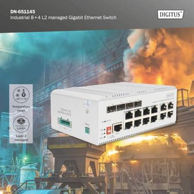 Digitus DN-651145 Industrial Ethernet Switch 8 + 4 poorten 10 / 100 / 1000 MBit/s