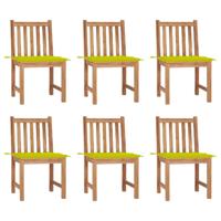 Tuinstoelen 6 st met kussens massief teakhout - thumbnail
