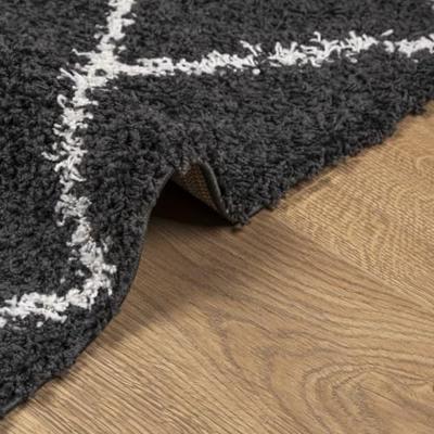 Vloerkleed shaggy hoogpolig modern 160x230 cm zwart en crme - thumbnail