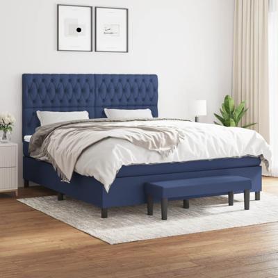Boxspring met matras stof blauw 180x200 cm
