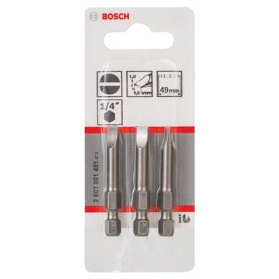 Bosch Accessoires Bit extra-hard S 1,0x5,5, 49 mm 3st - 2607001481 Bosch Accessoires Bit extra-hard S 1,0x5,5, 49 mm 3st - 2607001481