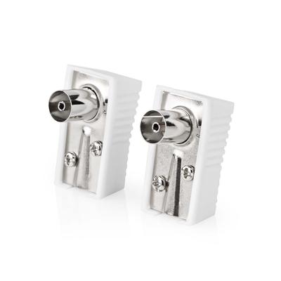 IEC (Coax) -Connector Haaks | Female - Vierkant - 2 Stuks | Wit