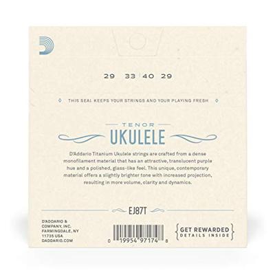 D'Addario EJ87T Pro Arte Titanium snarenset voor tenor ukelele