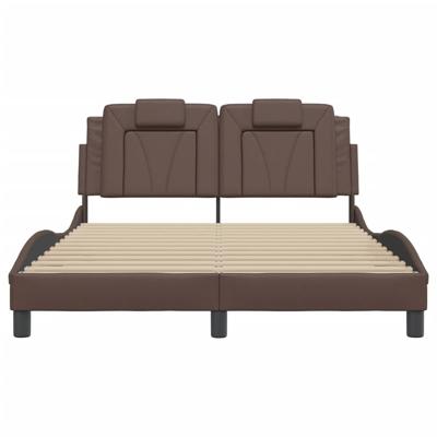 Bedframe met hoofdbord kunstleer bruin 140x200 cm