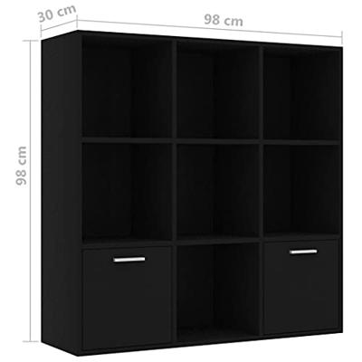 Boekenkast 98x30x98 cm bewerkt hout zwart