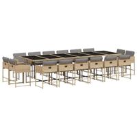 17-delige Tuinset met kussens poly rattan gemengd beige - thumbnail