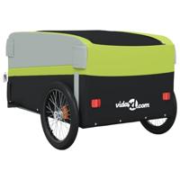 VidaXL Fietstrailer 45 kg ijzer zwart en groen - thumbnail